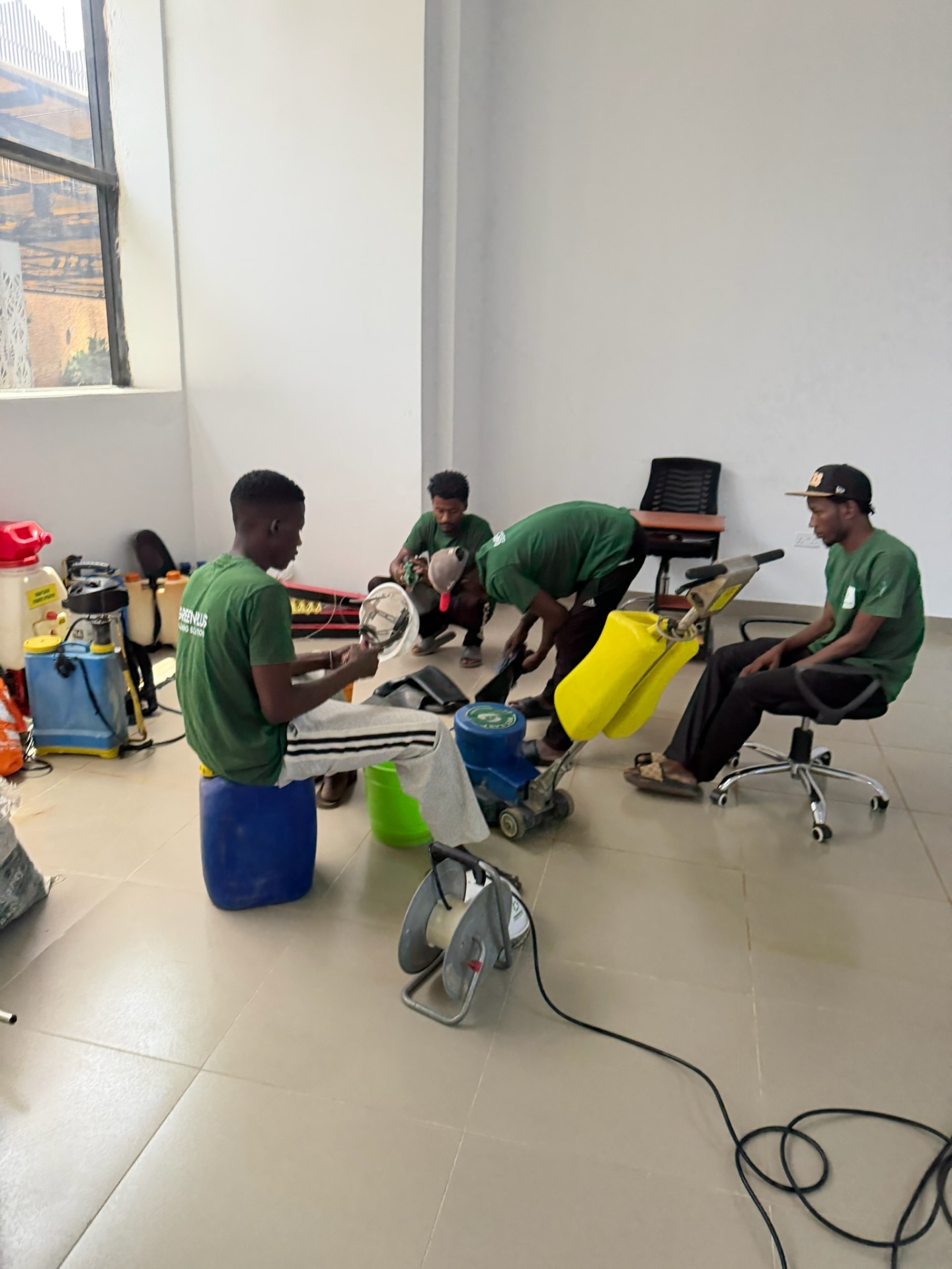 Field crew with professional equipment & fumigation gear